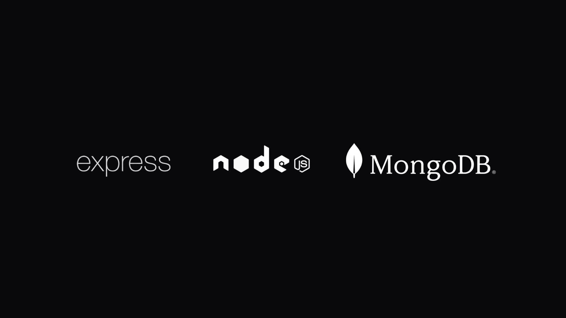 Nodejs logo, Express logo and MongoDB logo